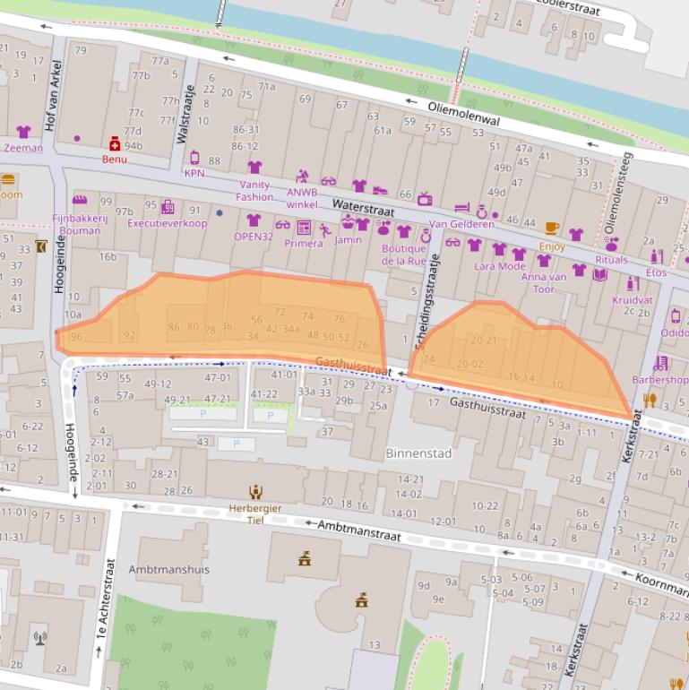 Kaart van postcodegebied 4001BE.