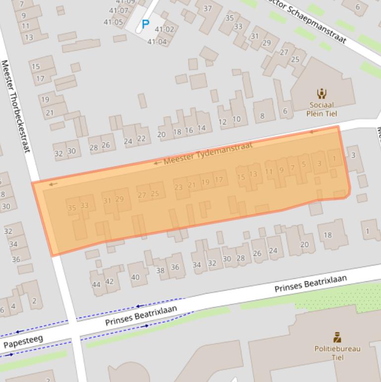 Kaart van postcodegebied 4001CR.