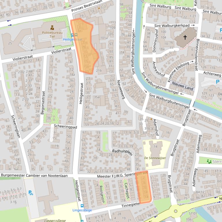 Kaart van postcodegebied 4001DJ.