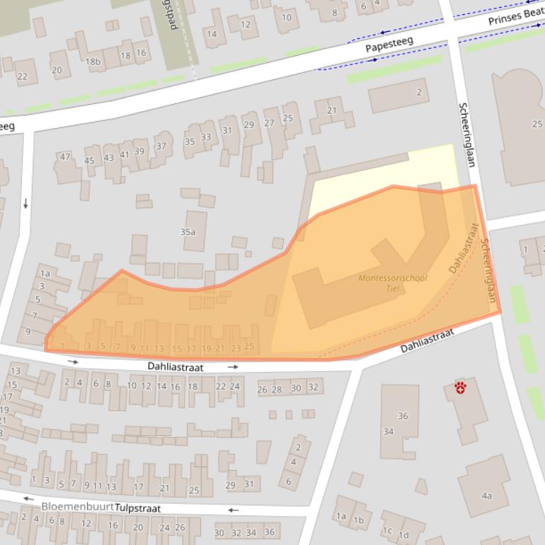 Kaart van postcodegebied 4001EC.