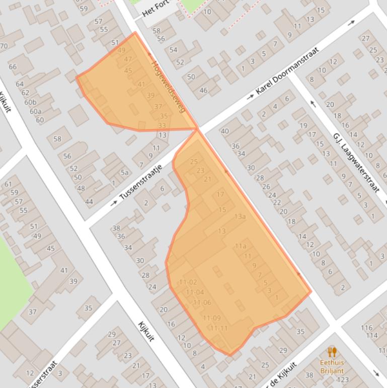 Kaart van postcodegebied 4001GJ.