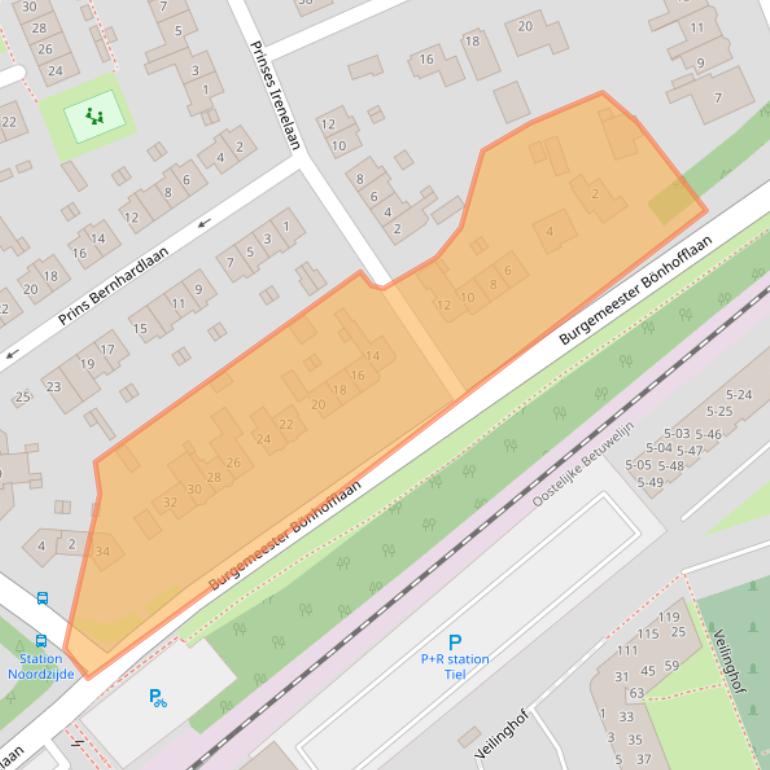 Kaart van postcodegebied 4002AA.