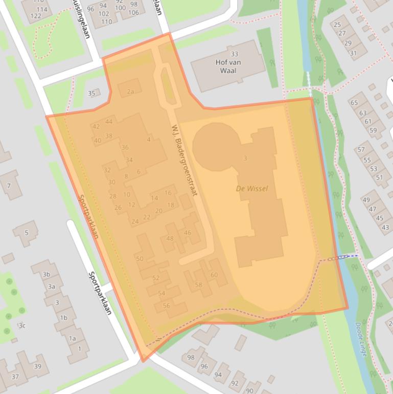 Kaart van postcodegebied 4002AZ.