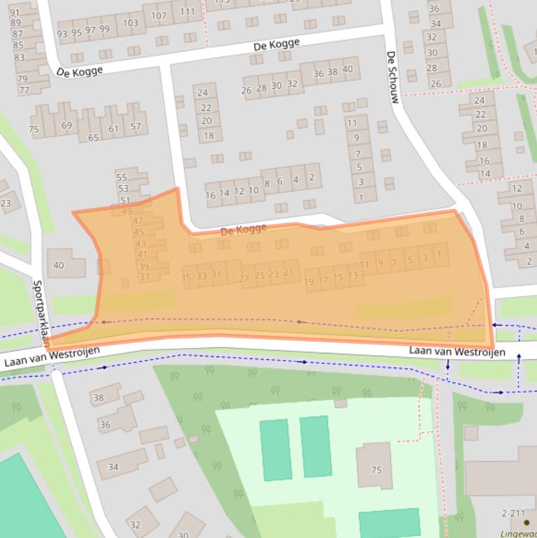 Kaart van postcodegebied 4002GS.