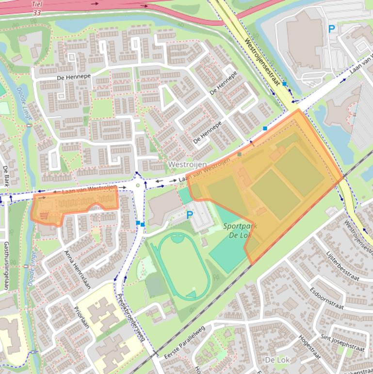 Kaart van postcodegebied 4003AX.