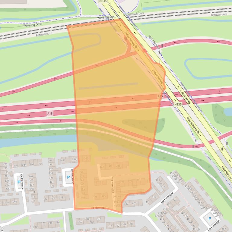 Kaart van postcodegebied 4003BD.