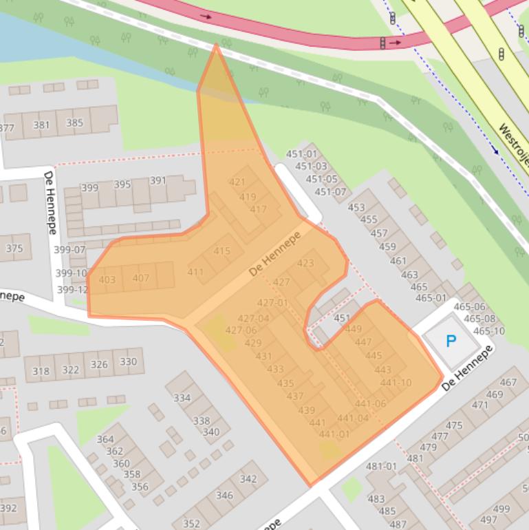 Kaart van postcodegebied 4003BE.