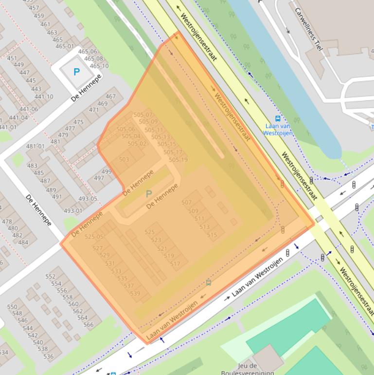 Kaart van postcodegebied 4003BH.