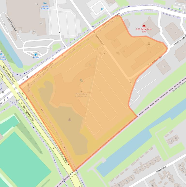 Kaart van postcodegebied 4003BX.