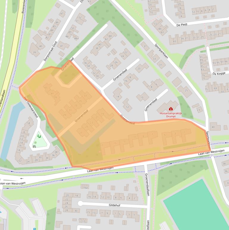 Kaart van postcodegebied 4003EM.