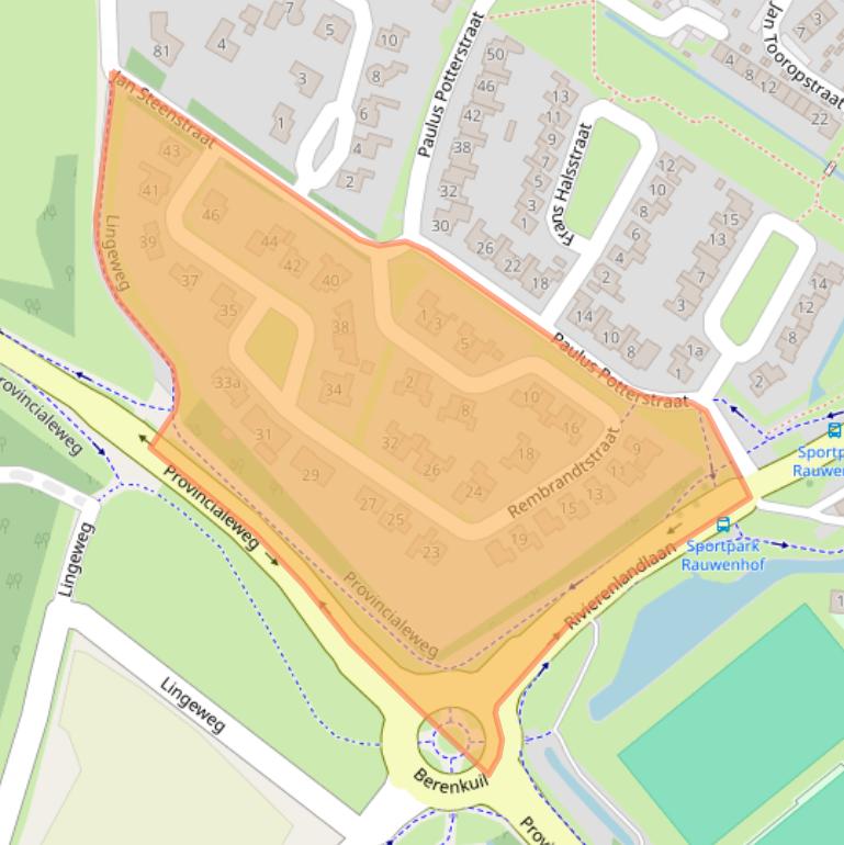 Kaart van postcodegebied 4003KW.