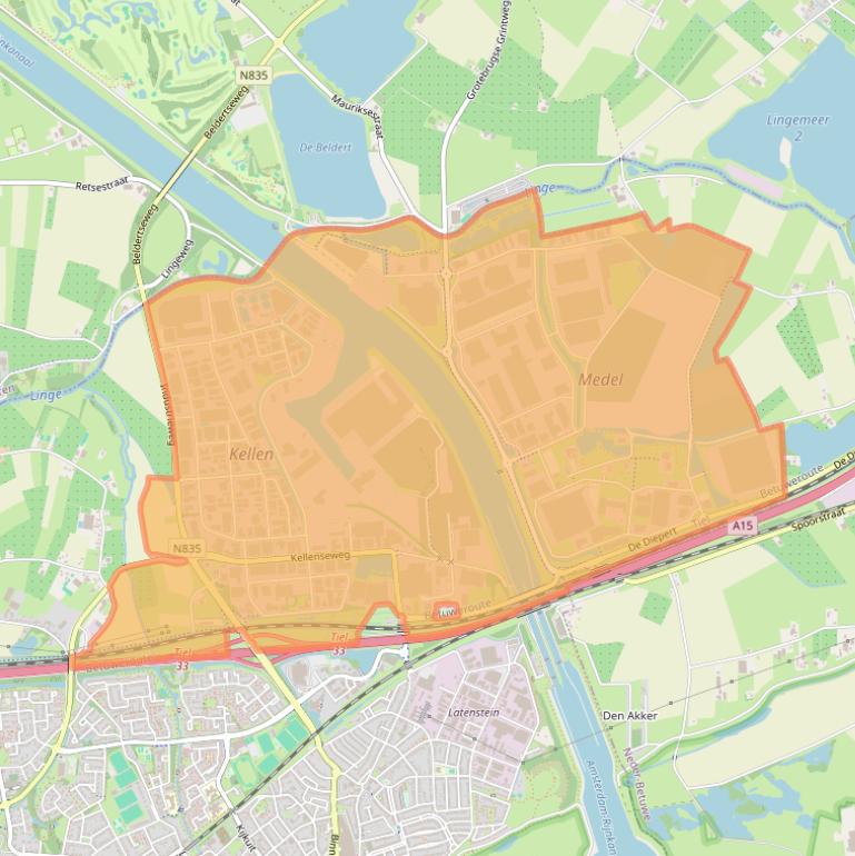 Kaart van postcodegebied 4004.