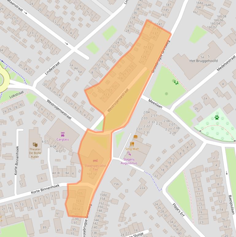 Kaart van postcodegebied 4005AC.