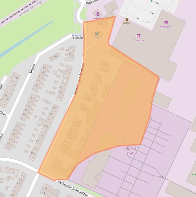 Kaart van postcodegebied 4005AP.