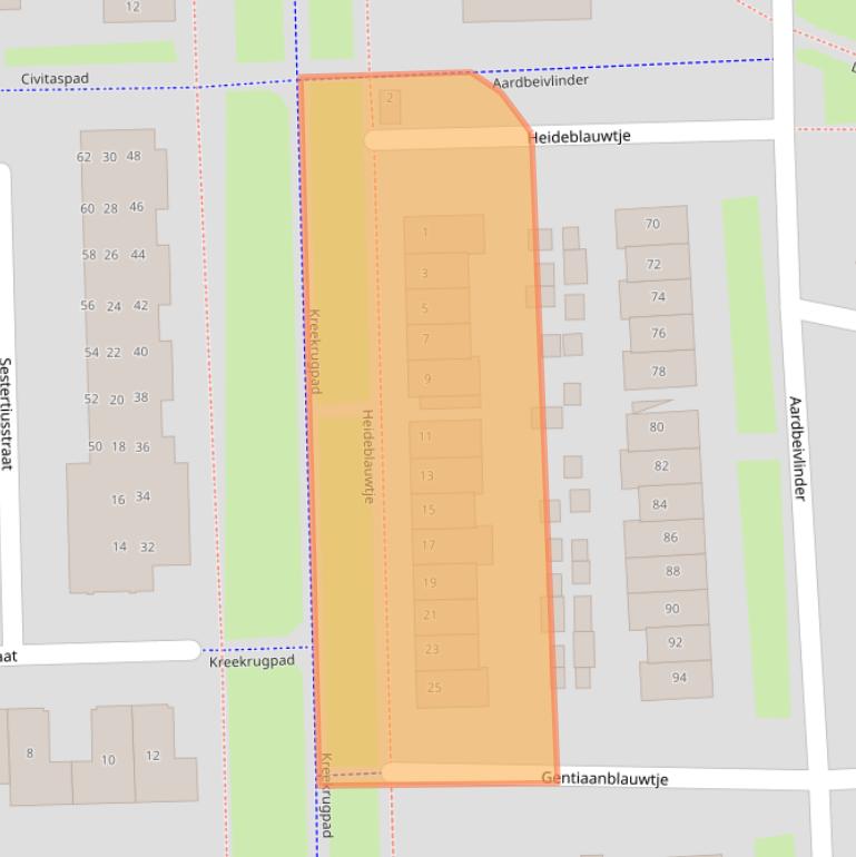 Kaart van postcodegebied 4007HJ.