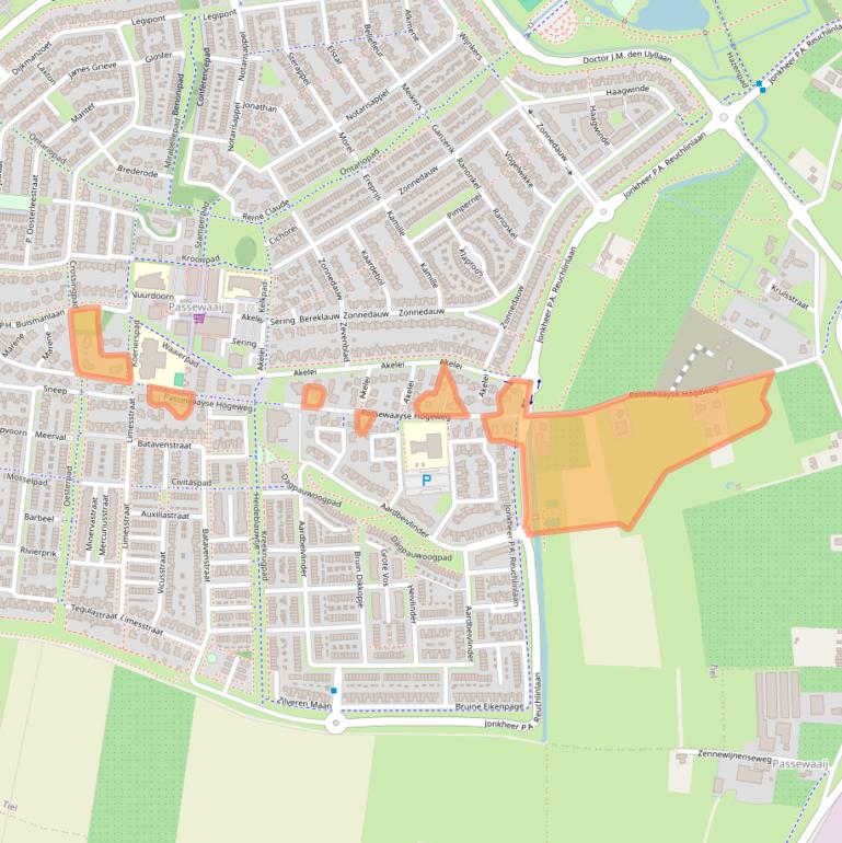 Kaart van postcodegebied 4007PJ.