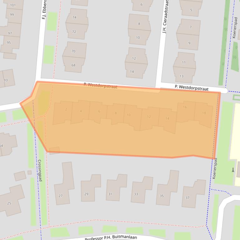 Kaart van postcodegebied 4007WZ.