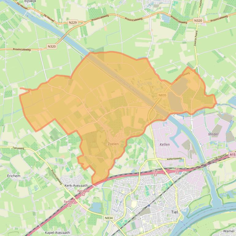 Kaart van postcodegebied 4011.