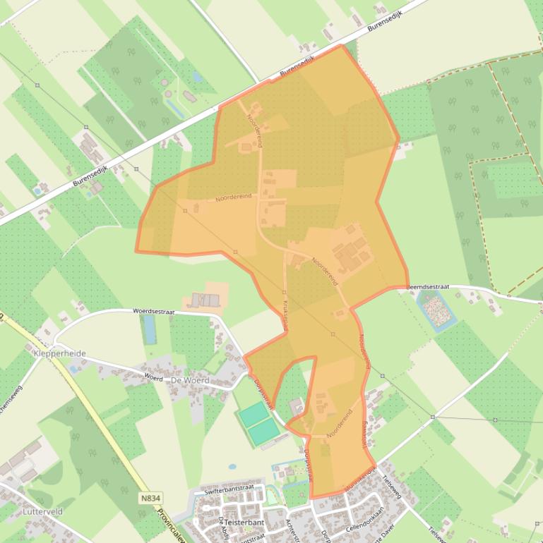 Kaart van postcodegebied 4012BT.