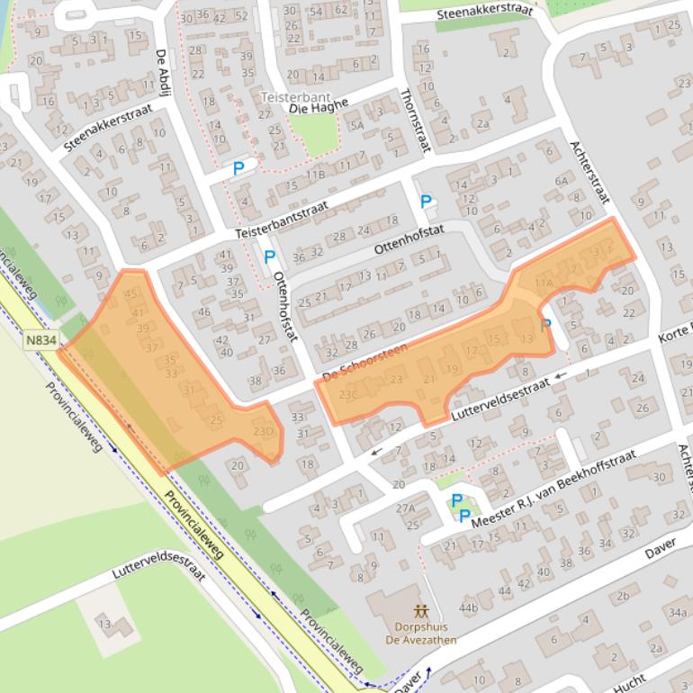 Kaart van postcodegebied 4012EC.