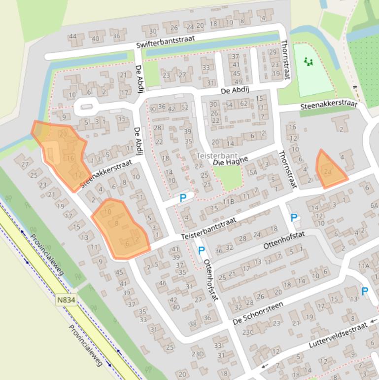 Kaart van postcodegebied 4012EG.