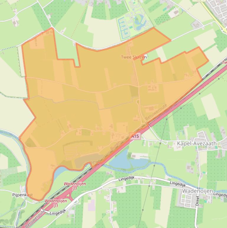 Kaart van postcodegebied 4016.