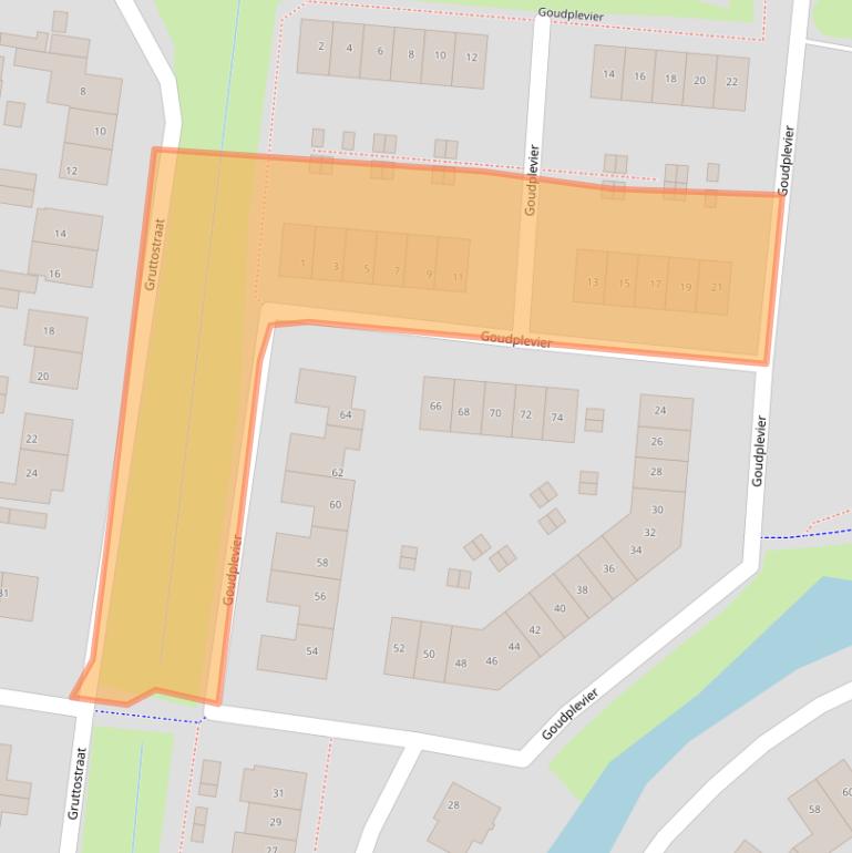 Kaart van postcodegebied 4021HS.
