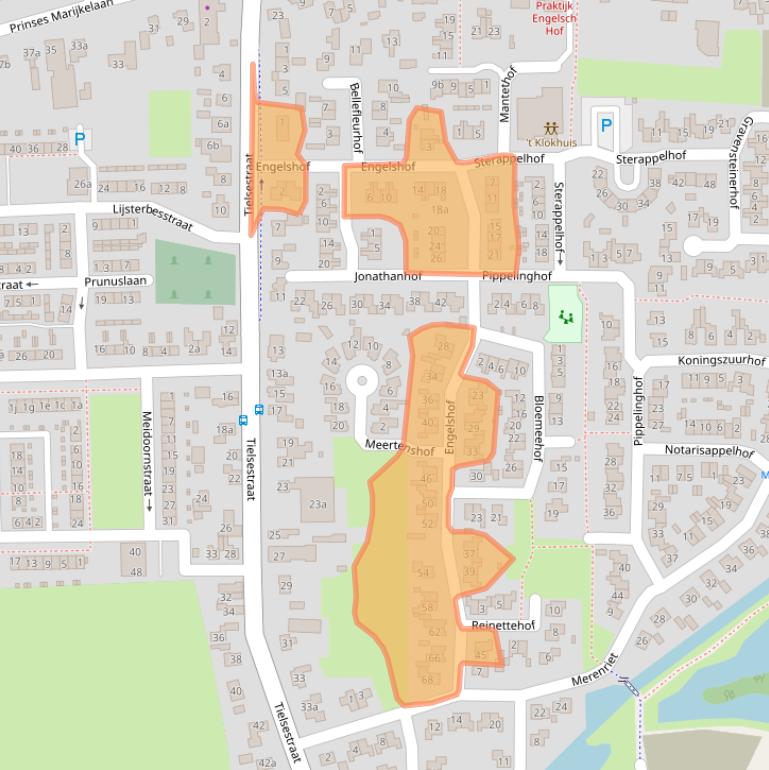 Kaart van postcodegebied 4021VA.
