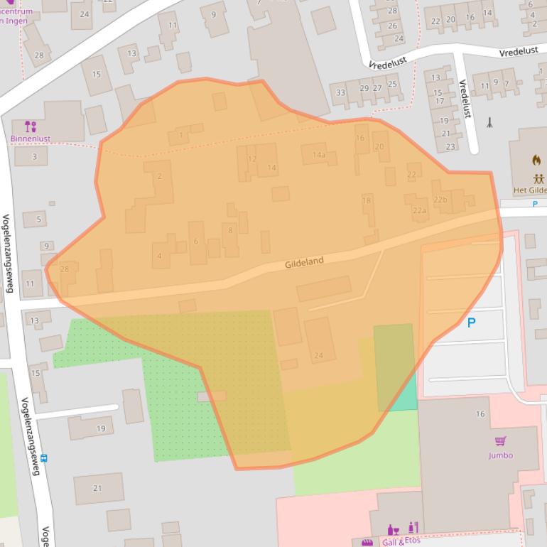 Kaart van postcodegebied 4033BH.