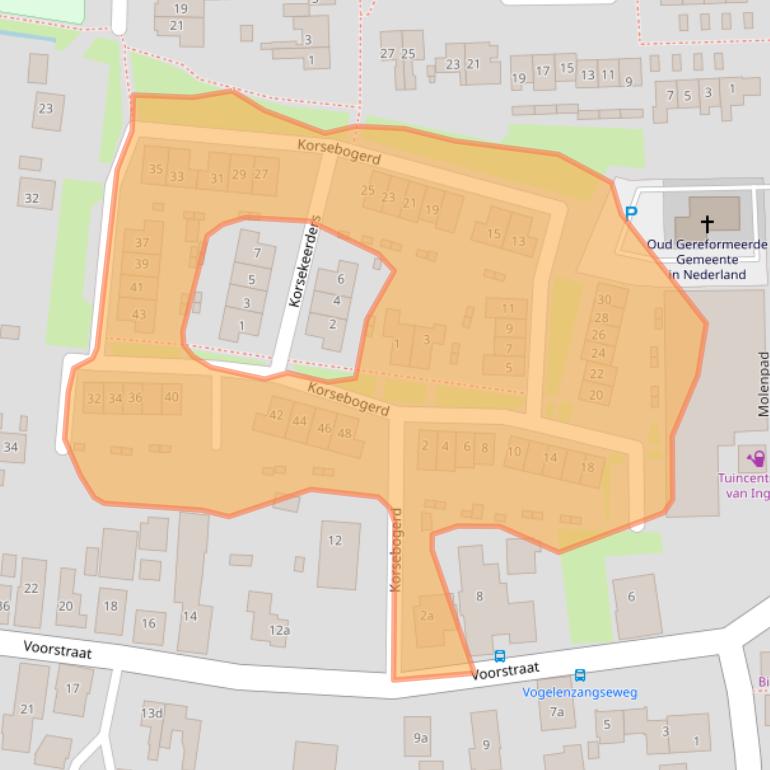 Kaart van postcodegebied 4033DZ.