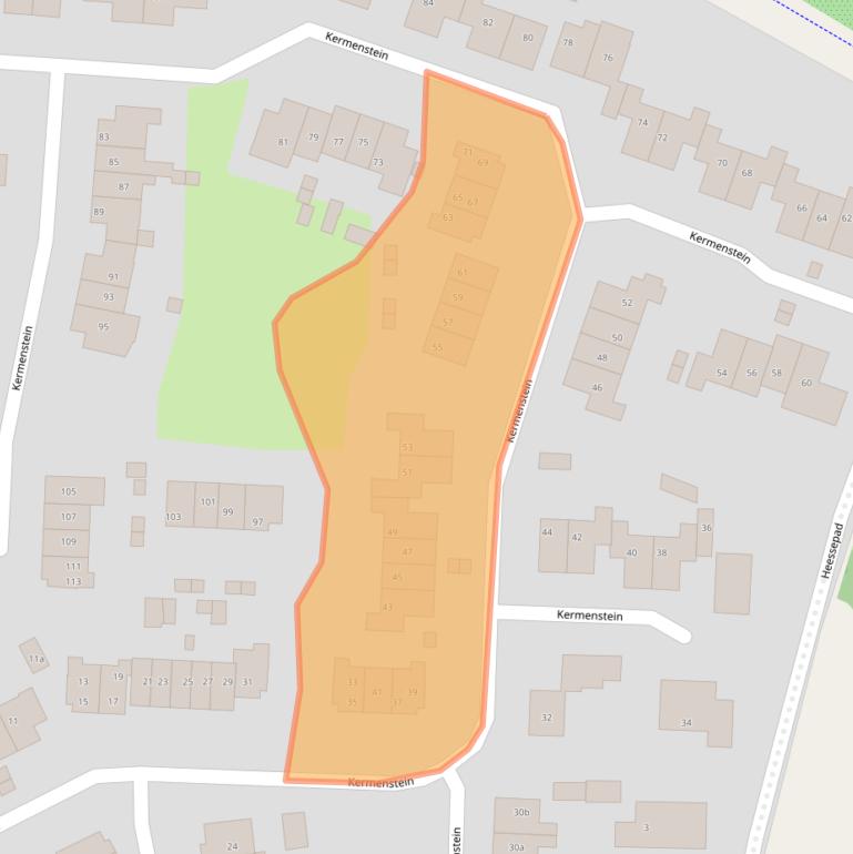 Kaart van postcodegebied 4033XB.