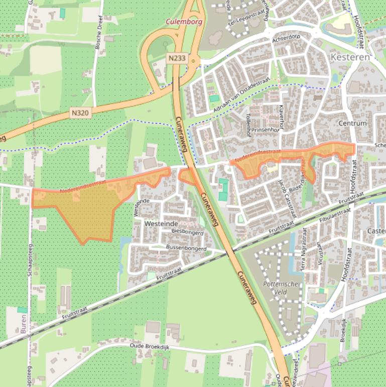 Kaart van postcodegebied 4041XE.