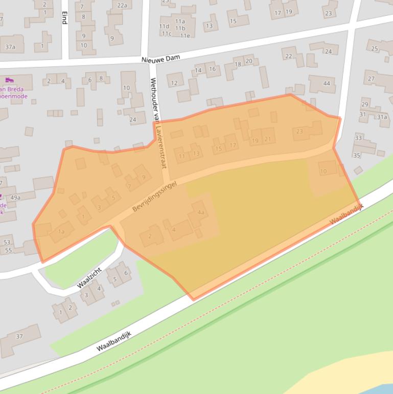 Kaart van postcodegebied 4051AG.