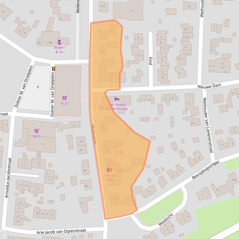 Kaart van postcodegebied 4051BH.