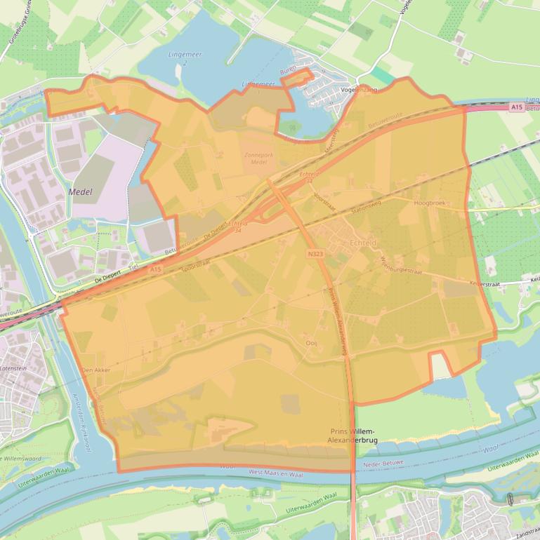 Kaart van postcodegebied 4054.