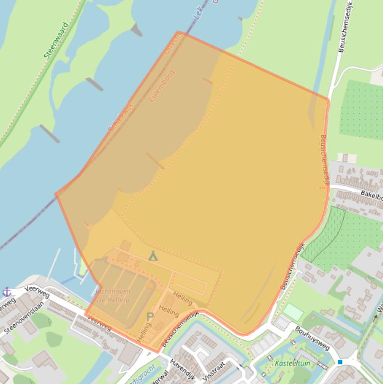 Kaart van postcodegebied 4101AE.