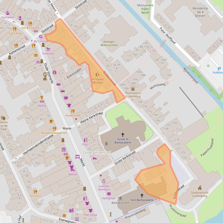 Kaart van postcodegebied 4101BJ.