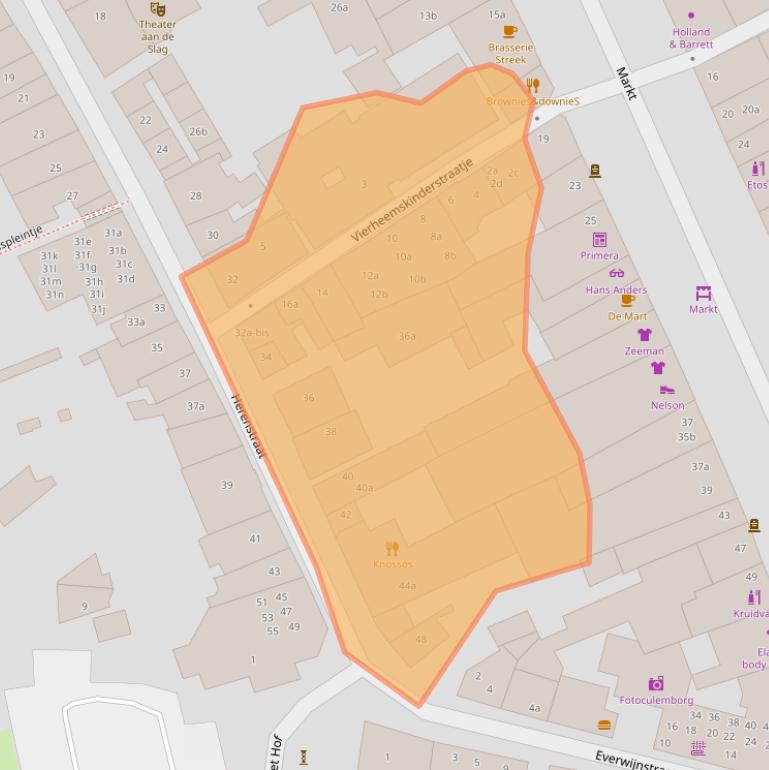 Kaart van postcodegebied 4101BV.