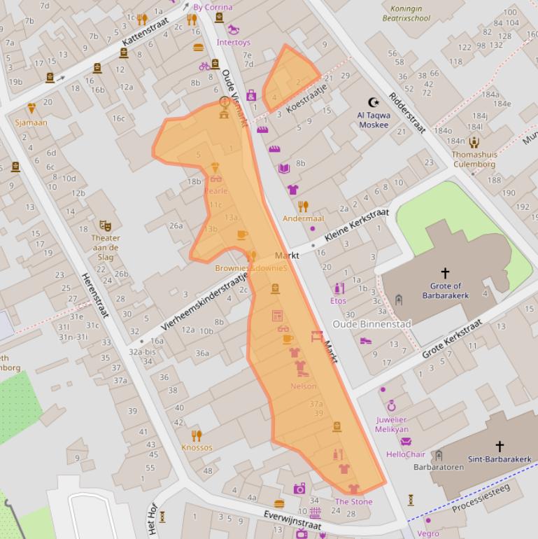 Kaart van postcodegebied 4101BW.