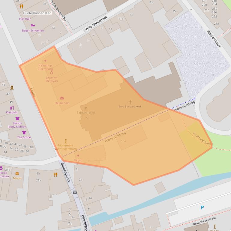 Kaart van postcodegebied 4101BZ.