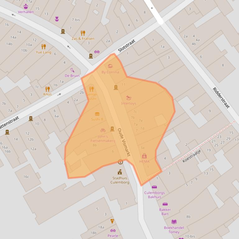 Kaart van postcodegebied 4101CA.