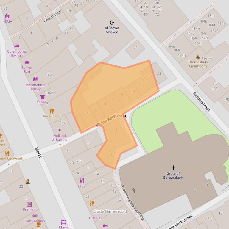 Kaart van postcodegebied 4101CC.