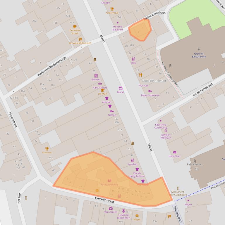 Kaart van postcodegebied 4101CG.