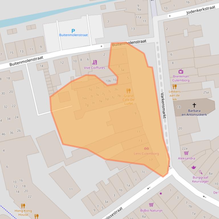 Kaart van postcodegebied 4101CK.