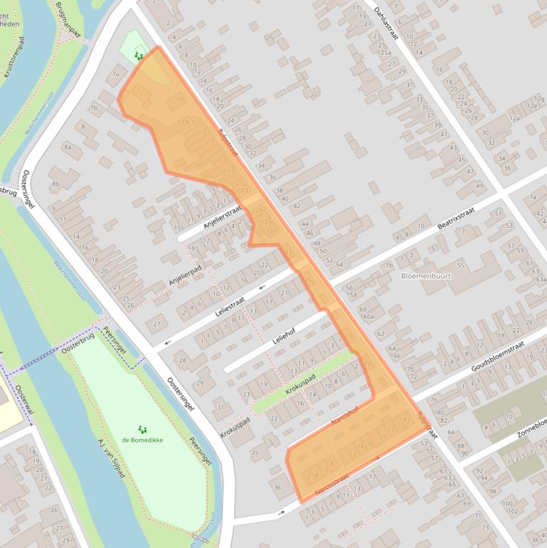 Kaart van postcodegebied 4101GJ.