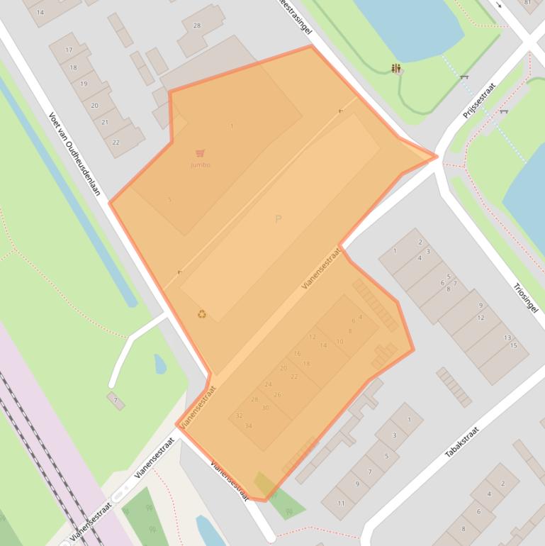 Kaart van postcodegebied 4101XA.