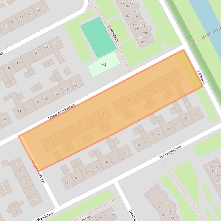 Kaart van postcodegebied 4102BJ.