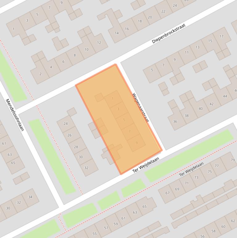 Kaart van postcodegebied 4102BL.