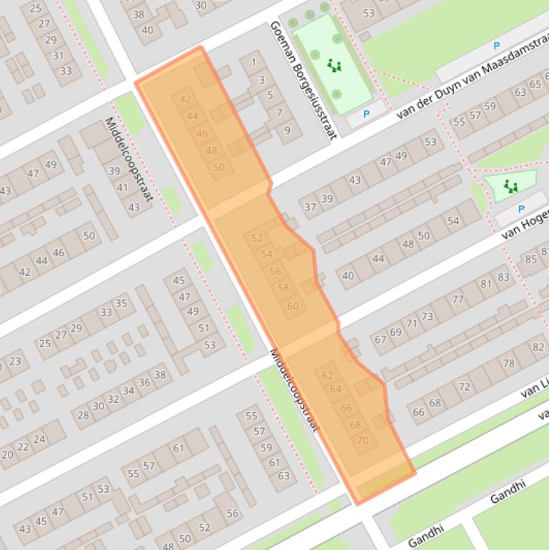 Kaart van postcodegebied 4102CJ.