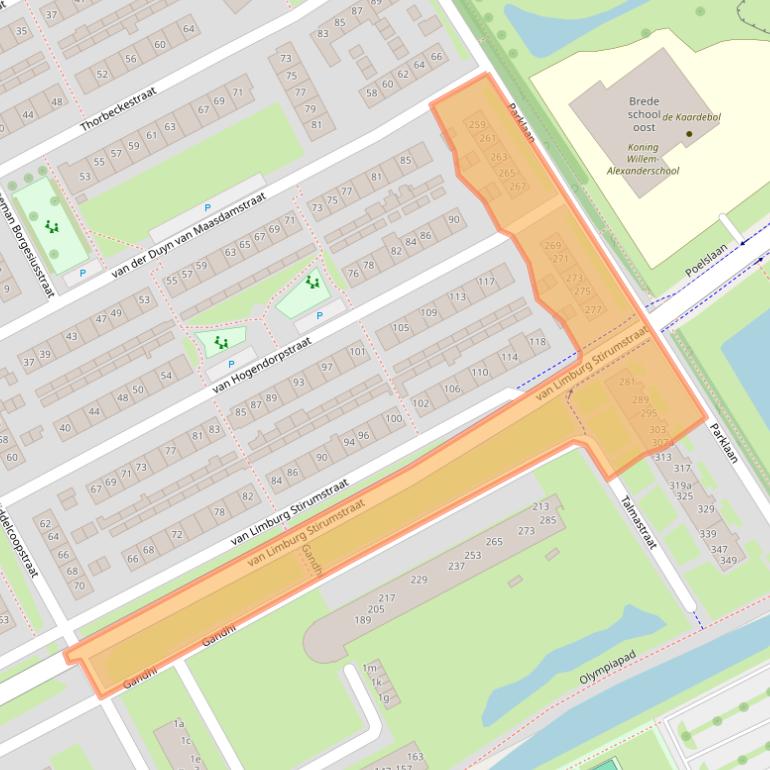 Kaart van postcodegebied 4102EJ.